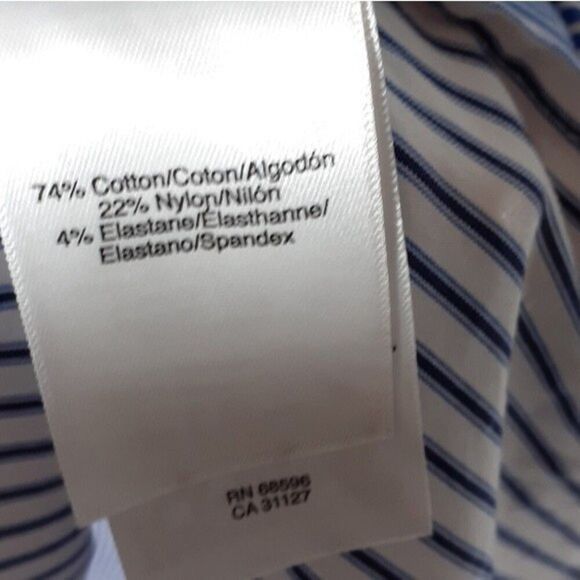 Dkny striped shirt blue oxford s blouse top button down coastal preppy classic - Picture 4 of 5